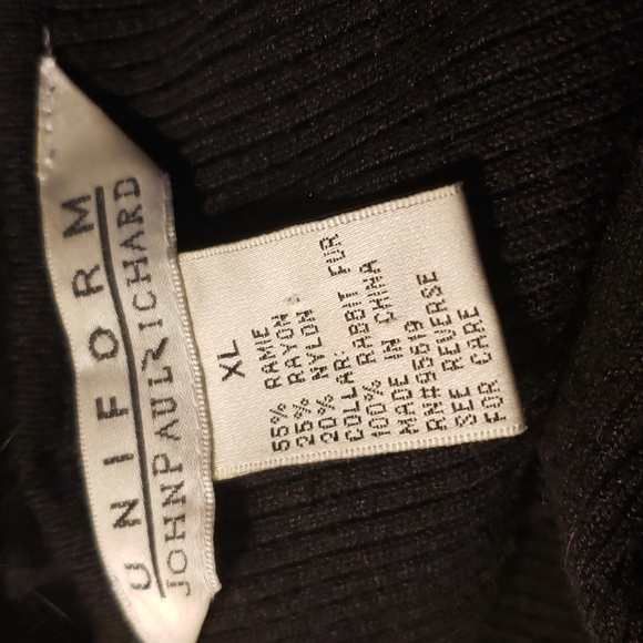 fur collared neck zip up sweater size xl - Picture 4 of 4